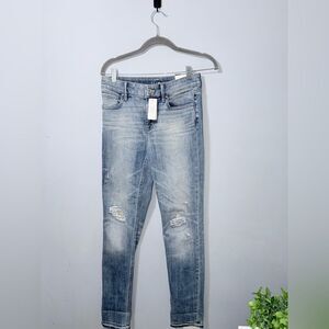 White House black market high rise slim embellished distressed jeans size 2 NWT